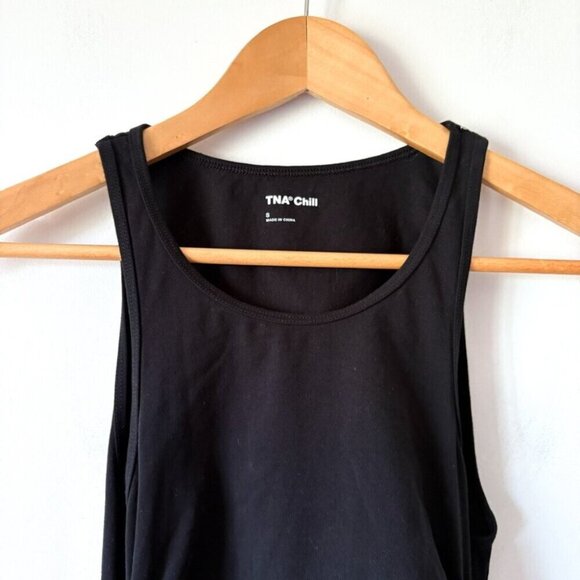 Aritzia Malibu Chill Dress Stretch Cotton Jersey Ruched Mini Bodycon Black Small - Picture 6 of 8